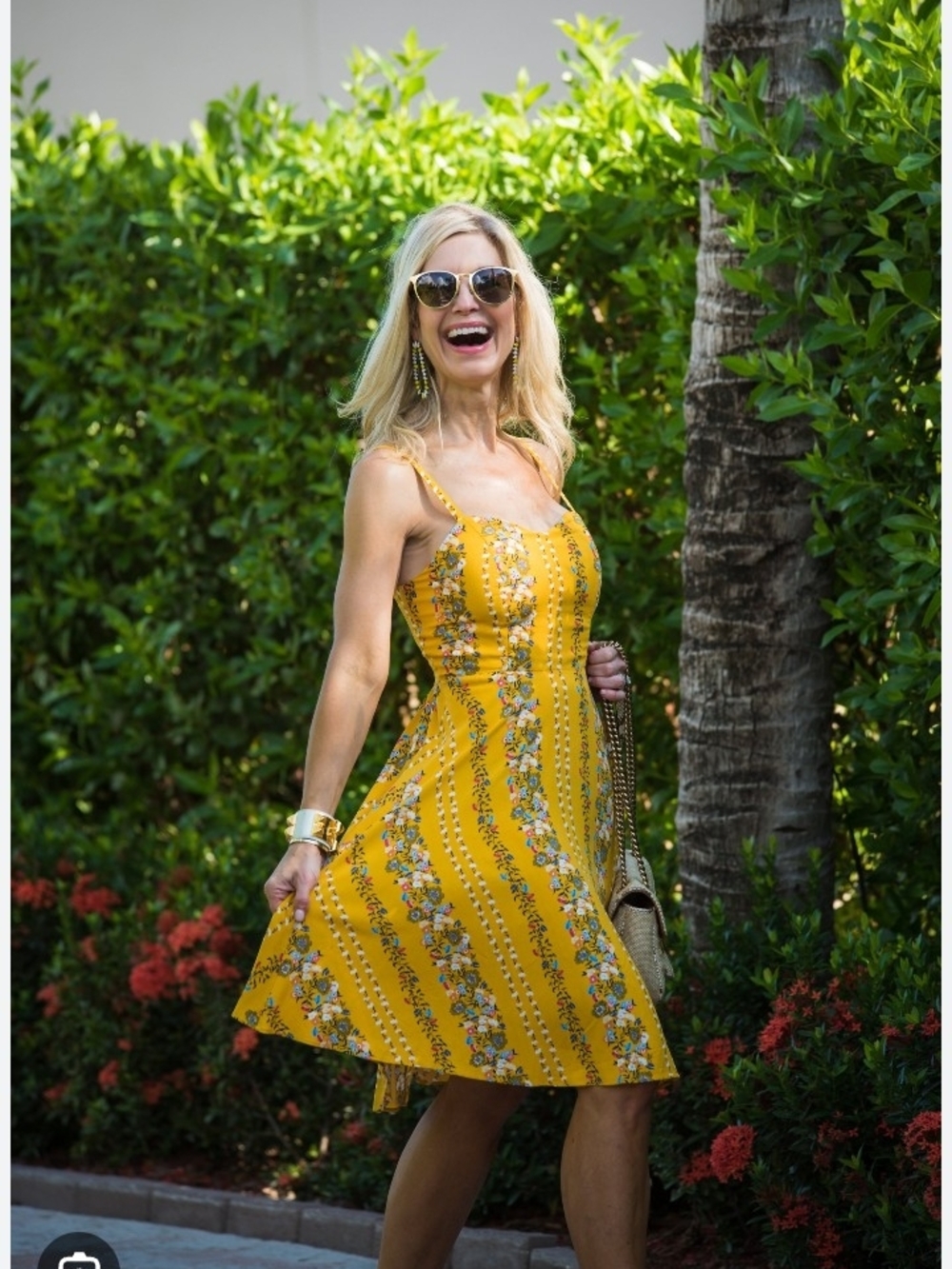 Old Navy Yellow Floral Midi Dress with Spaghetti Straps Size M